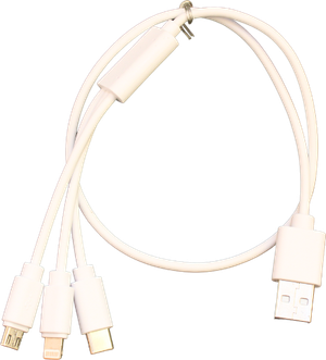 Opladerkabel - 3-i-1 Lightning, Micro & USB-C i Hvid (50cm.)