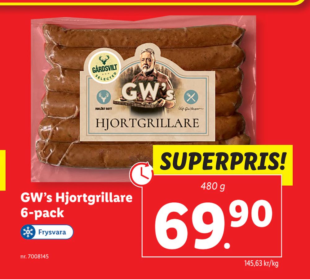 Erbjudanden på GW’s Hjortgrillare 6-pack från Lidl för 69,90 kr