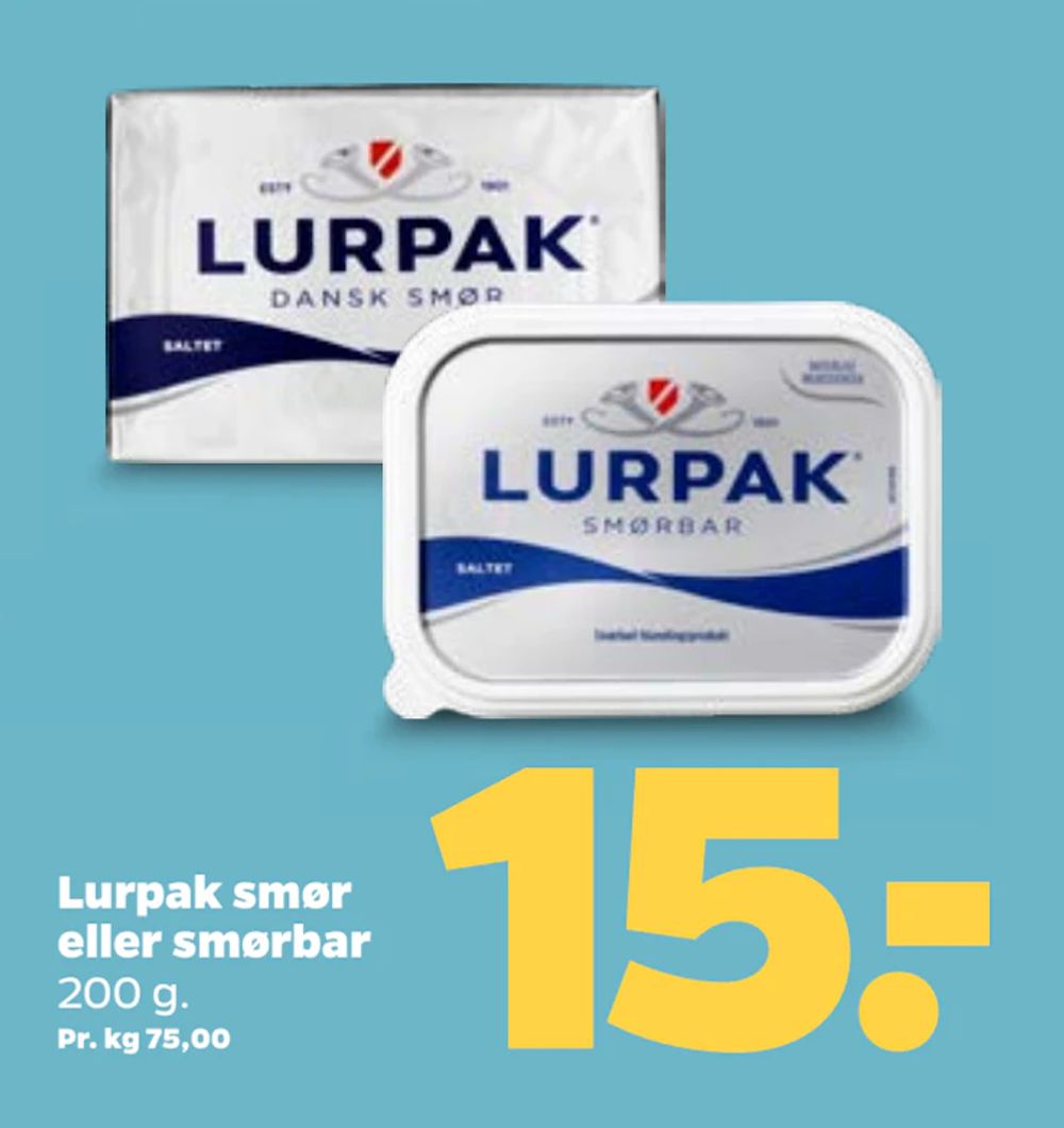 Tilbud på Lurpak smør eller smørbar fra Netto til 15 kr.