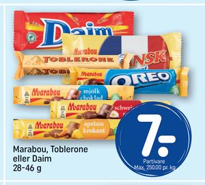 Marabou, Toblerone eller Daim 28-46 g