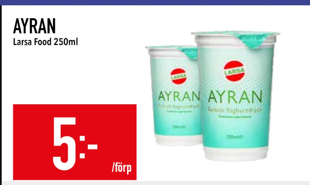 Erbjudanden på AYRAN från Matdax för 5 kr