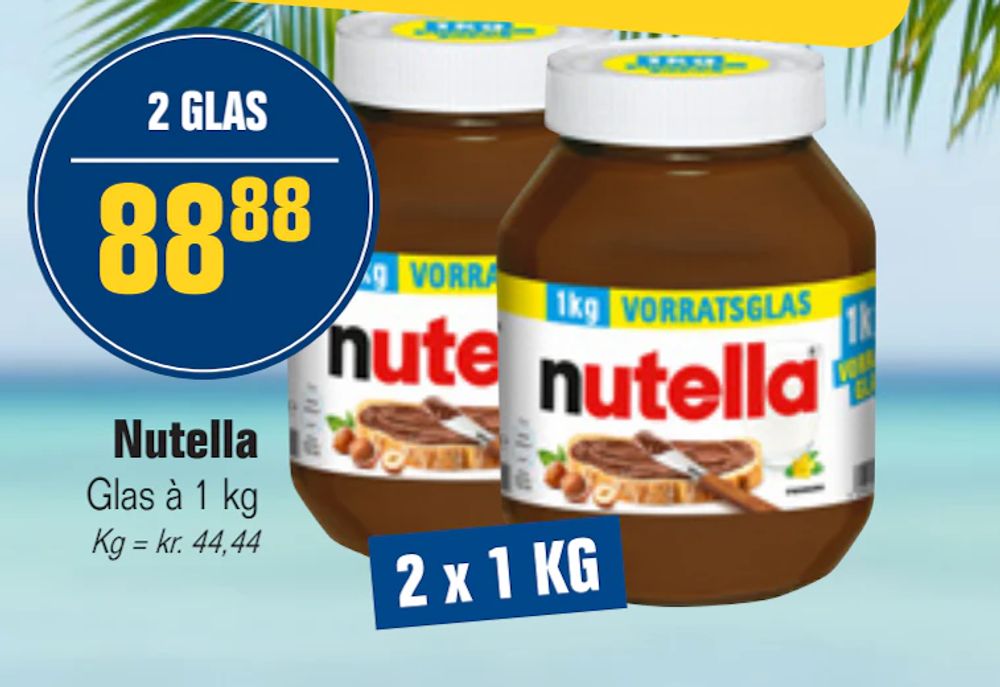 Tilbud på Nutella fra Otto Duborg til 88,88 kr.