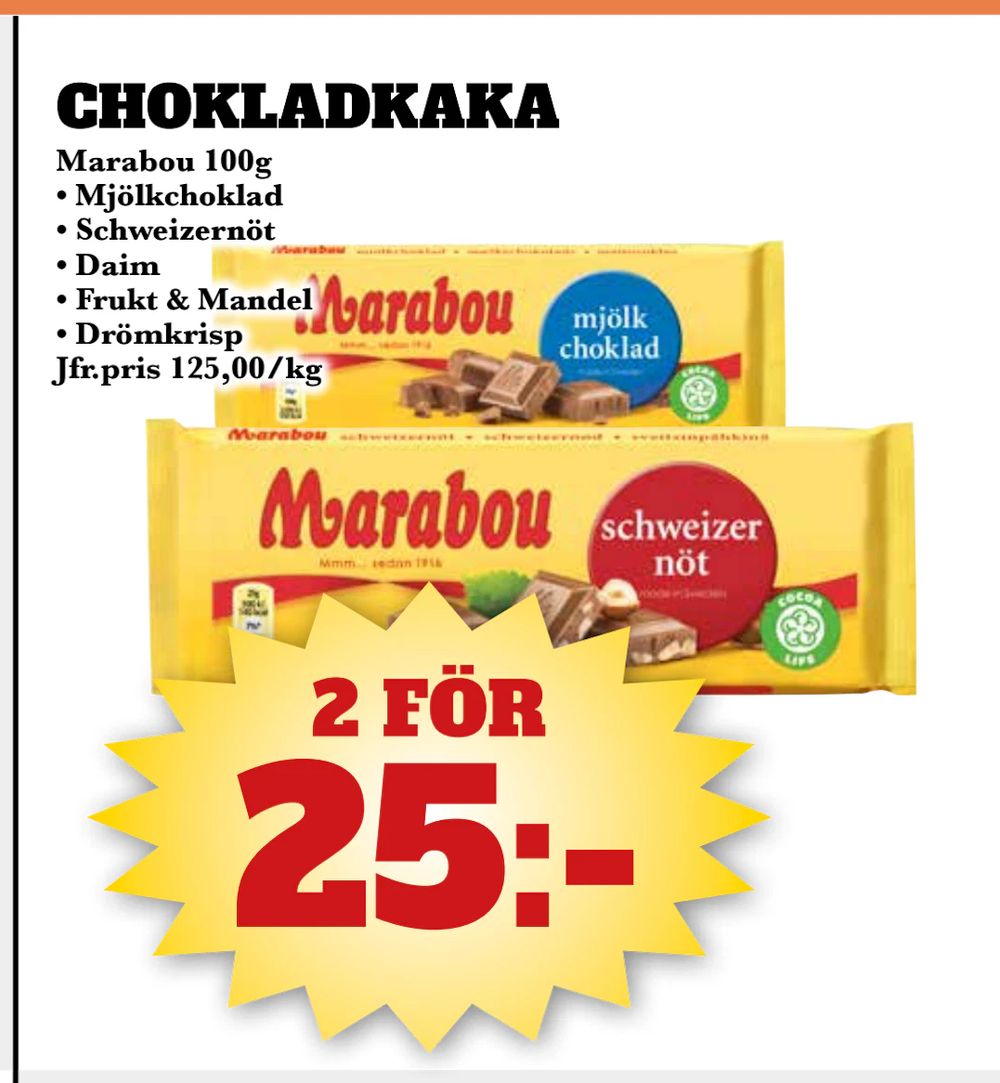 Erbjudanden på CHOKLADKAKA från Bonum matmarknad för 25 kr