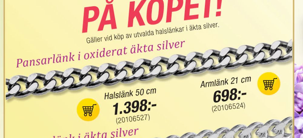 Erbjudanden på Pansarlänk i oxiderat äkta silver från Guldfynd för 698 kr