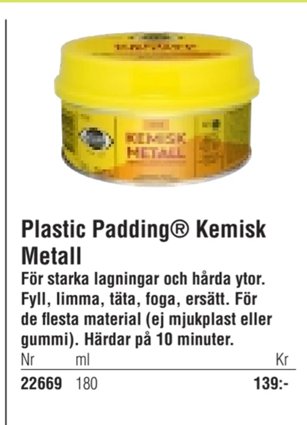 Erbjudanden på Plastic Padding® Kemisk Metall från Erlandsons Brygga för 139 kr