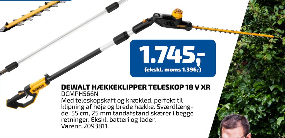 Tilbud på DEWALT HÆKKEKLIPPER TELESKOP 18 V XR fra Davidsen til 1.745 kr.