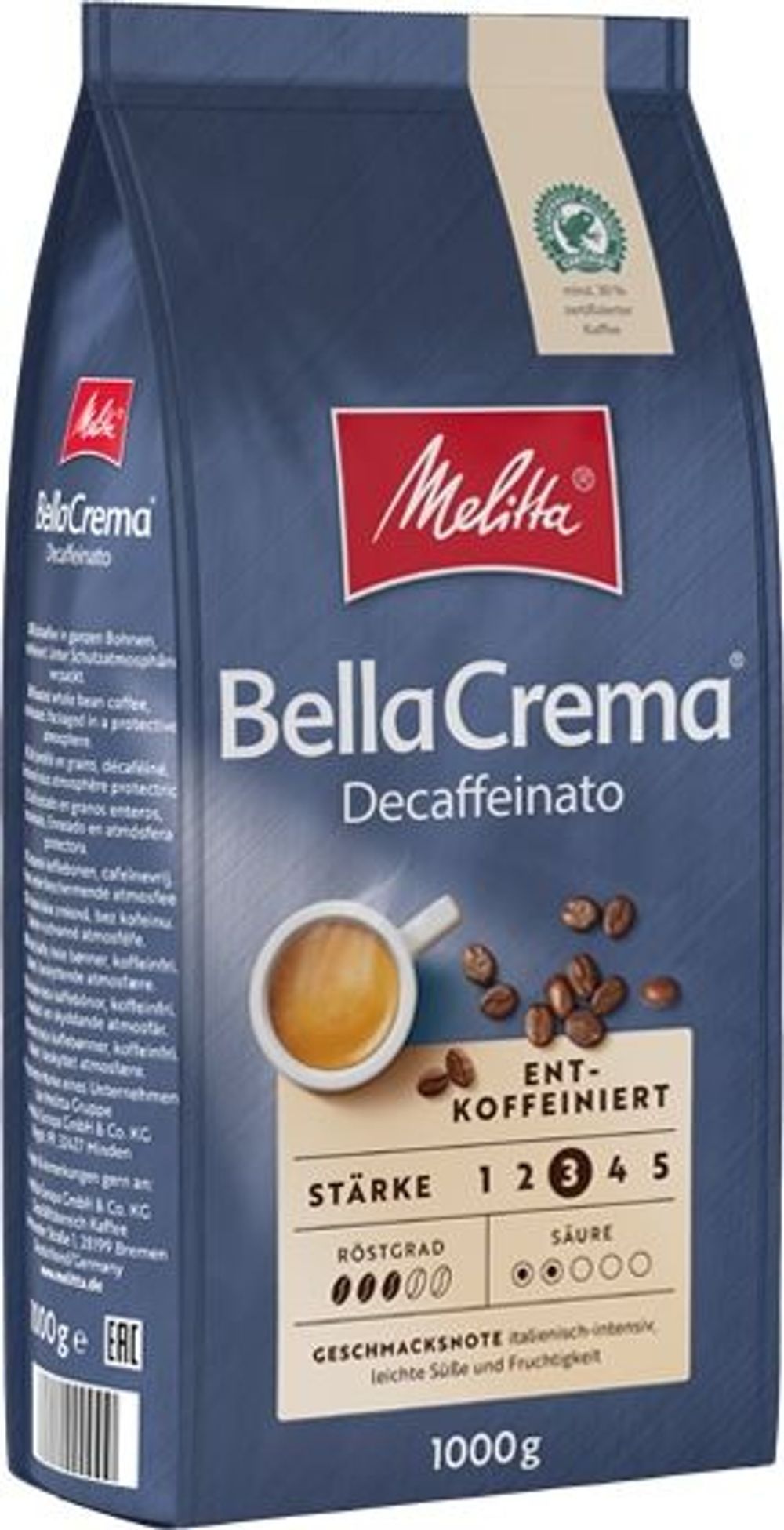 Tilbud på Melitta BellaCrema Decaffeinato Koffeinfrie Kaffebønner - 1000 g. fra ComputerSalg til 149 kr.