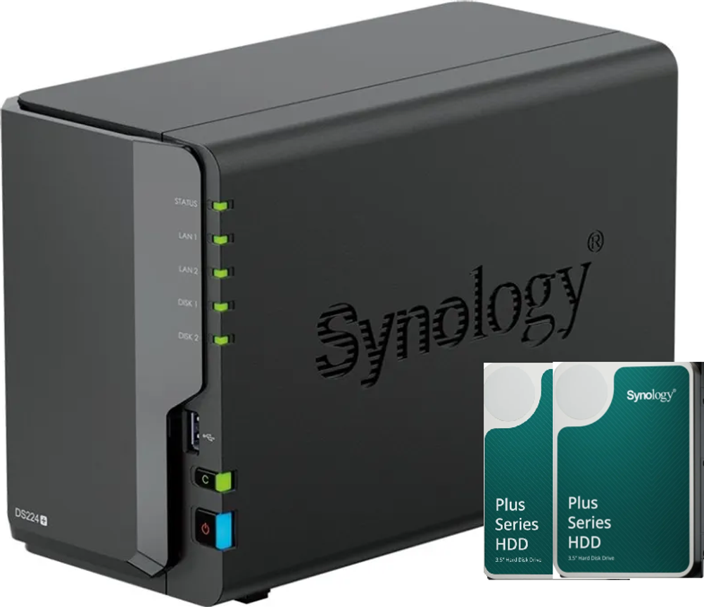 Tilbud på Bundle: SYNOLOGY DS224+ Including 2 x HAT3300-4TB Total 8TB fra ComputerSalg til 5.124 kr.