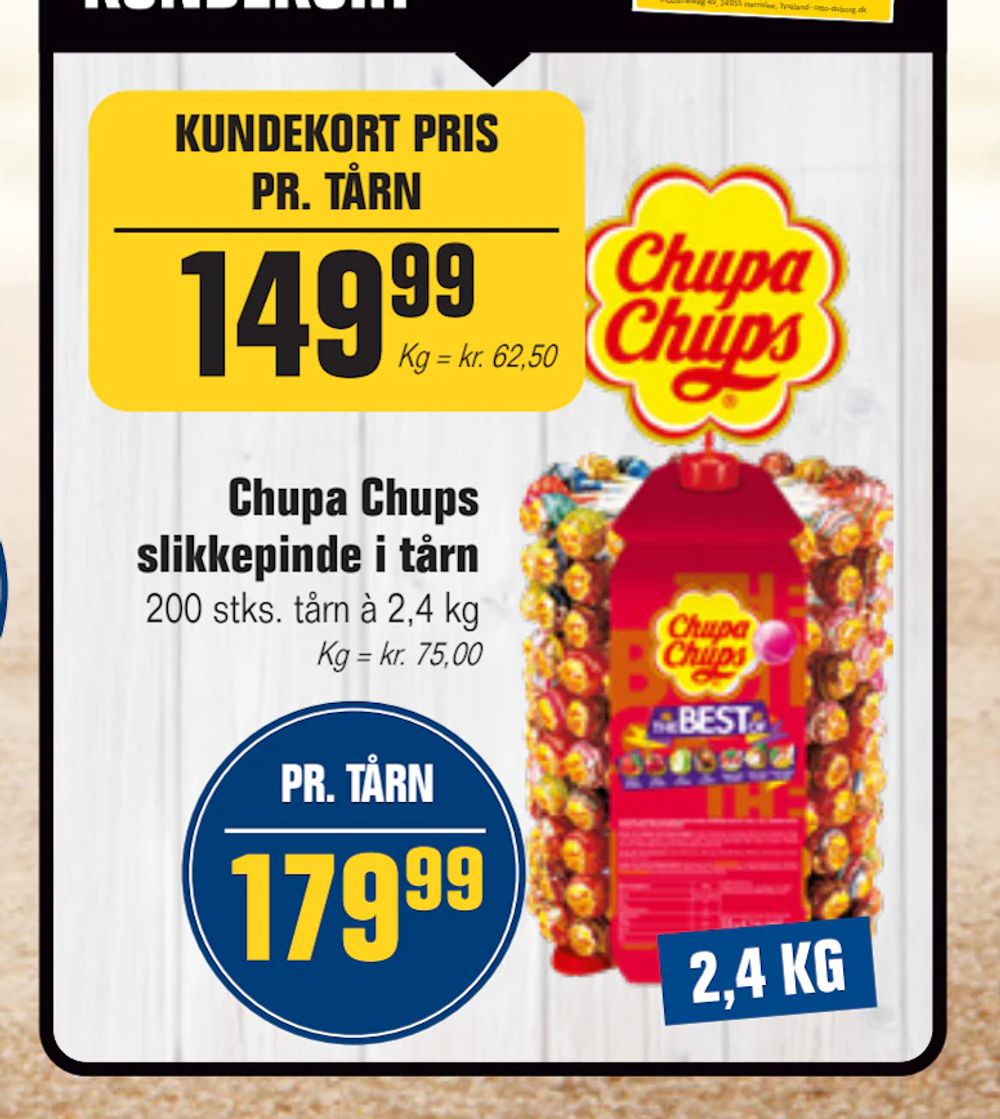 Tilbud på Chupa Chups slikkepinde i tårn fra Otto Duborg til 149,99 kr.