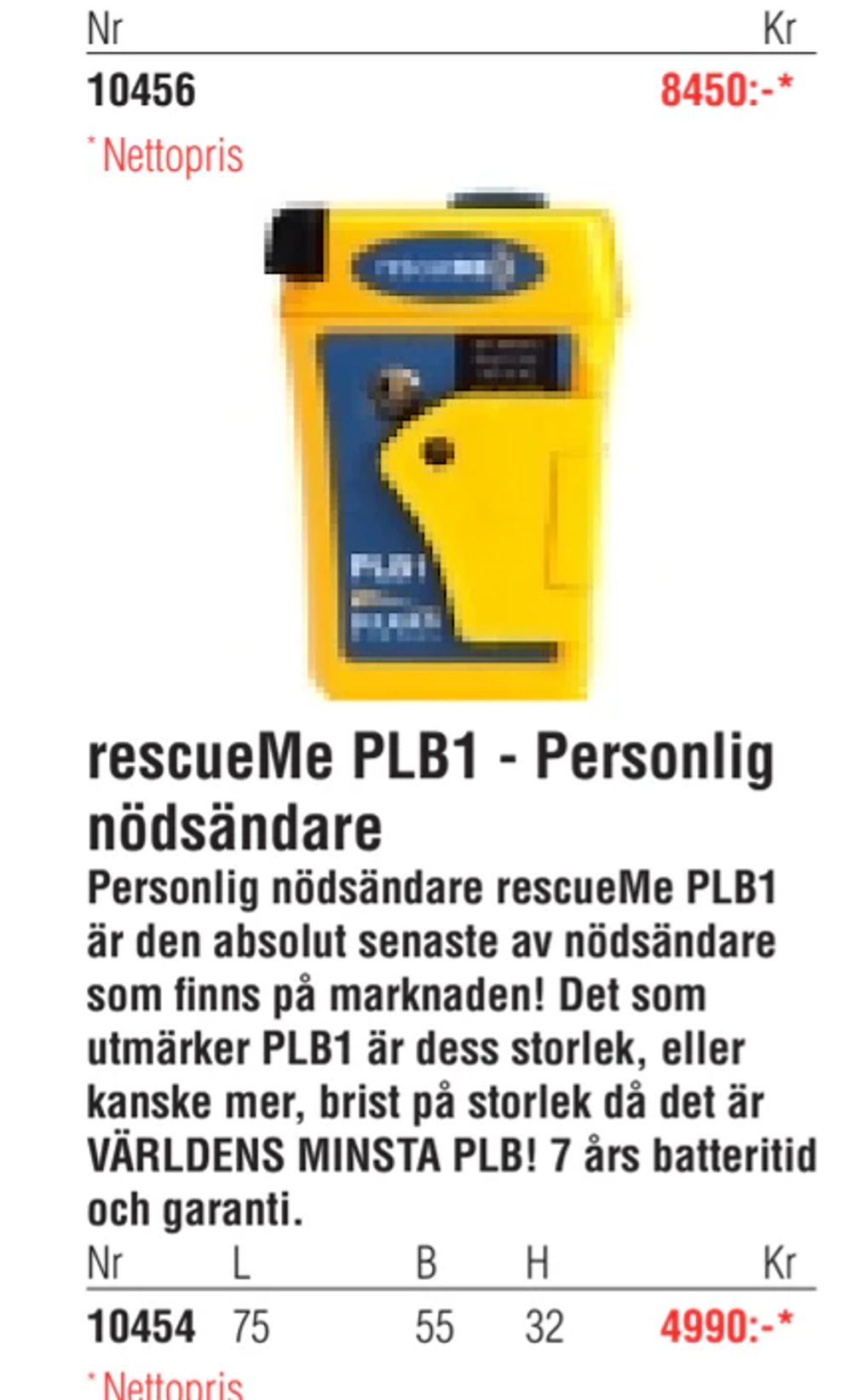 Erbjudanden på rescueMe PLB1 - Personlig nödsändare från Erlandsons Brygga för 4 990 kr