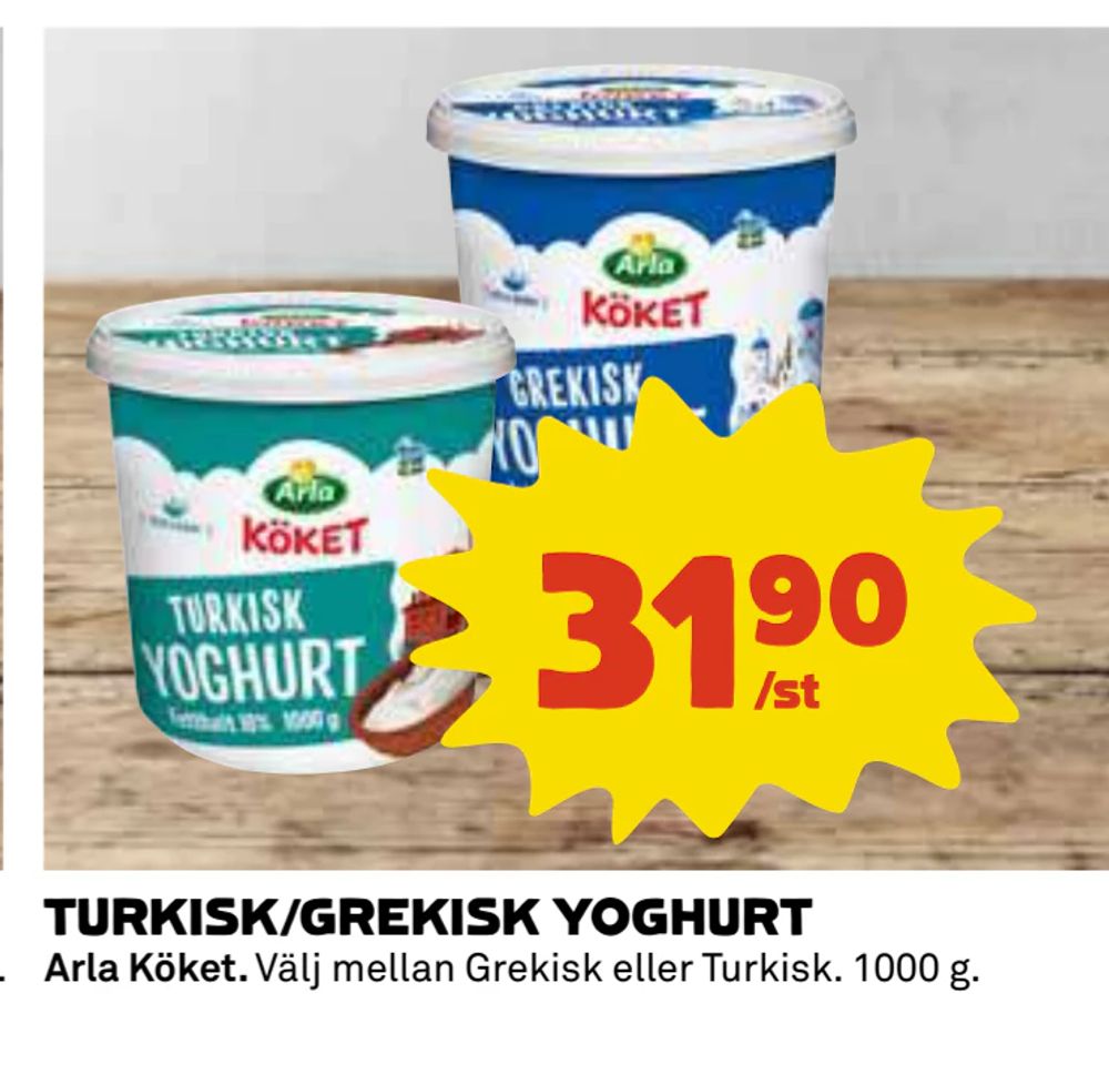Erbjudanden på TURKISK/GREKISK YOGHURT från Coop för 31,90 kr