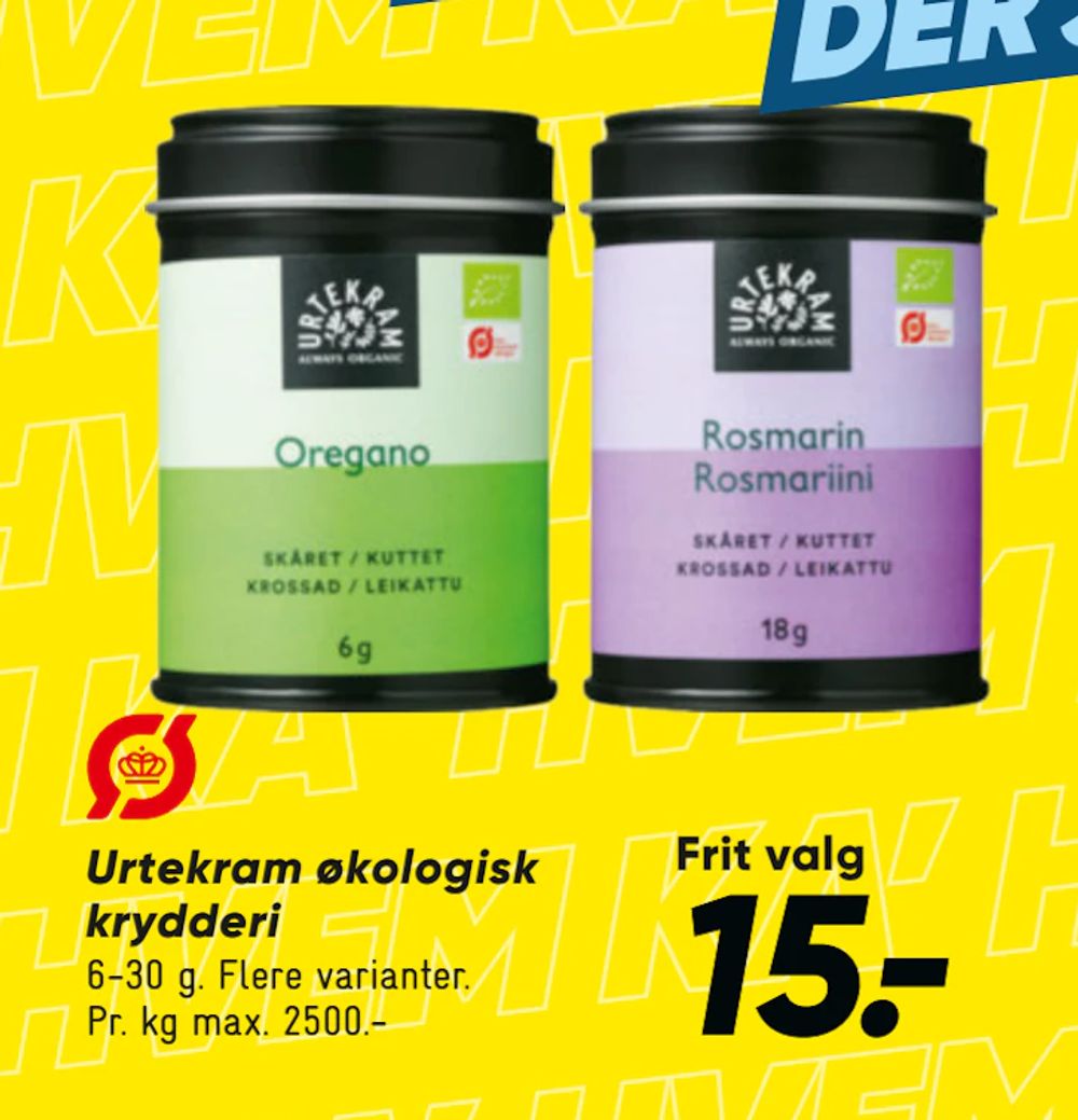 Tilbud på Urtekram økologisk krydderi fra Bilka til 15 kr.