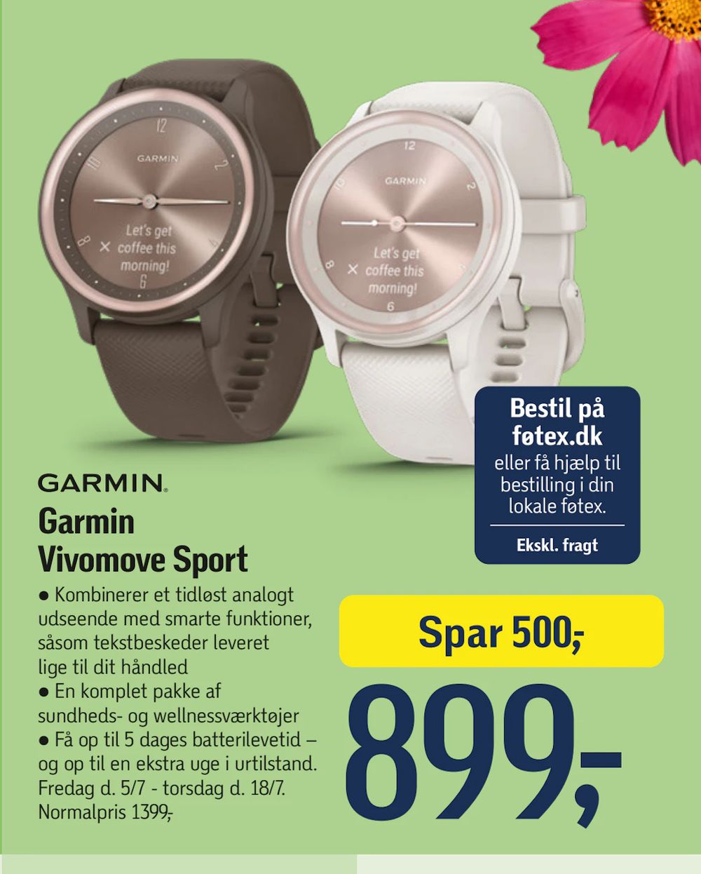 Tilbud på Garmin Vivomove Sport fra føtex til 899 kr.