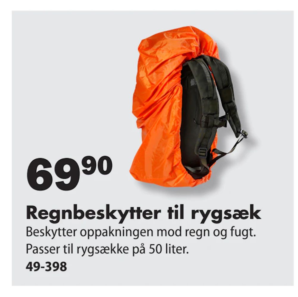 Tilbud på Regnbeskytter til rygsæk fra Biltema til 69,90 kr.