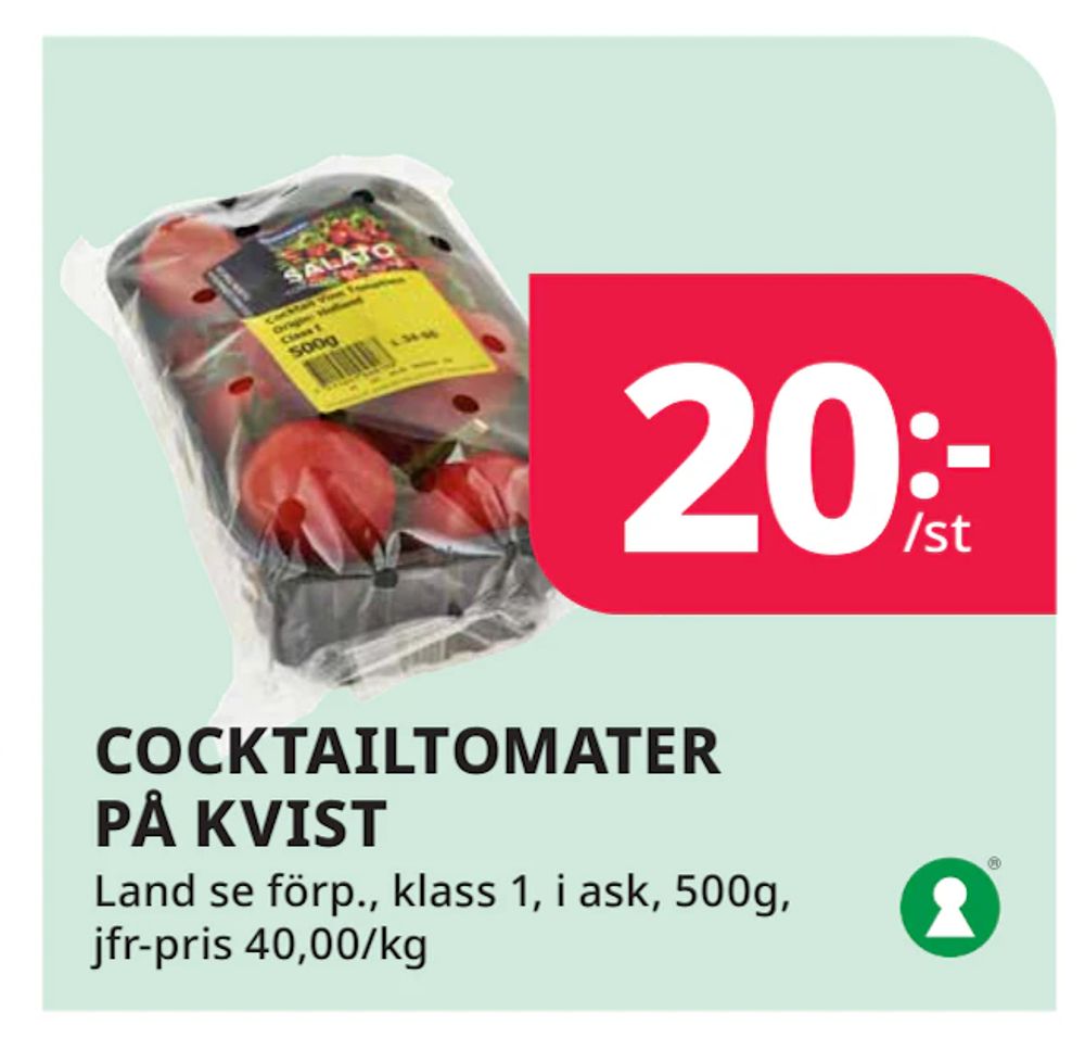Erbjudanden på COCKTAILTOMATER PÅ KVIST från Tempo för 20 kr