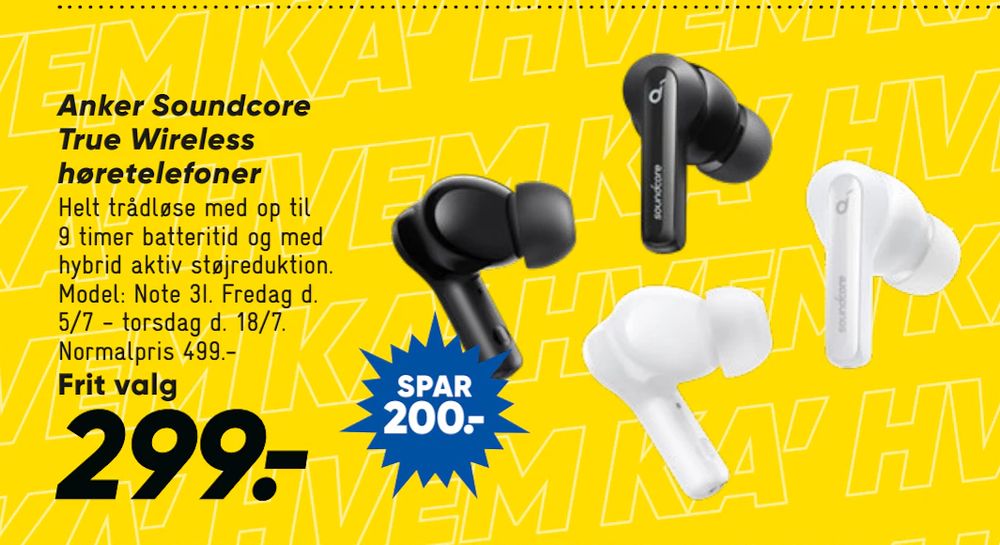 Tilbud på Anker Soundcore True Wireless høretelefoner fra Bilka til 299 kr.
