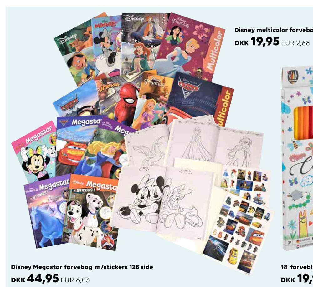 Tilbud på Disney multicolor farvebog fra Scandlines Travel Shop til 19,95 kr.