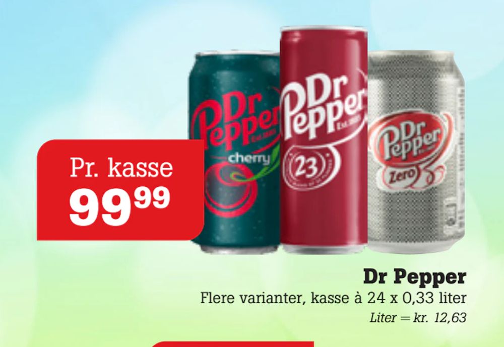 Tilbud på Dr Pepper fra Poetzsch Padborg til 99,99 kr.