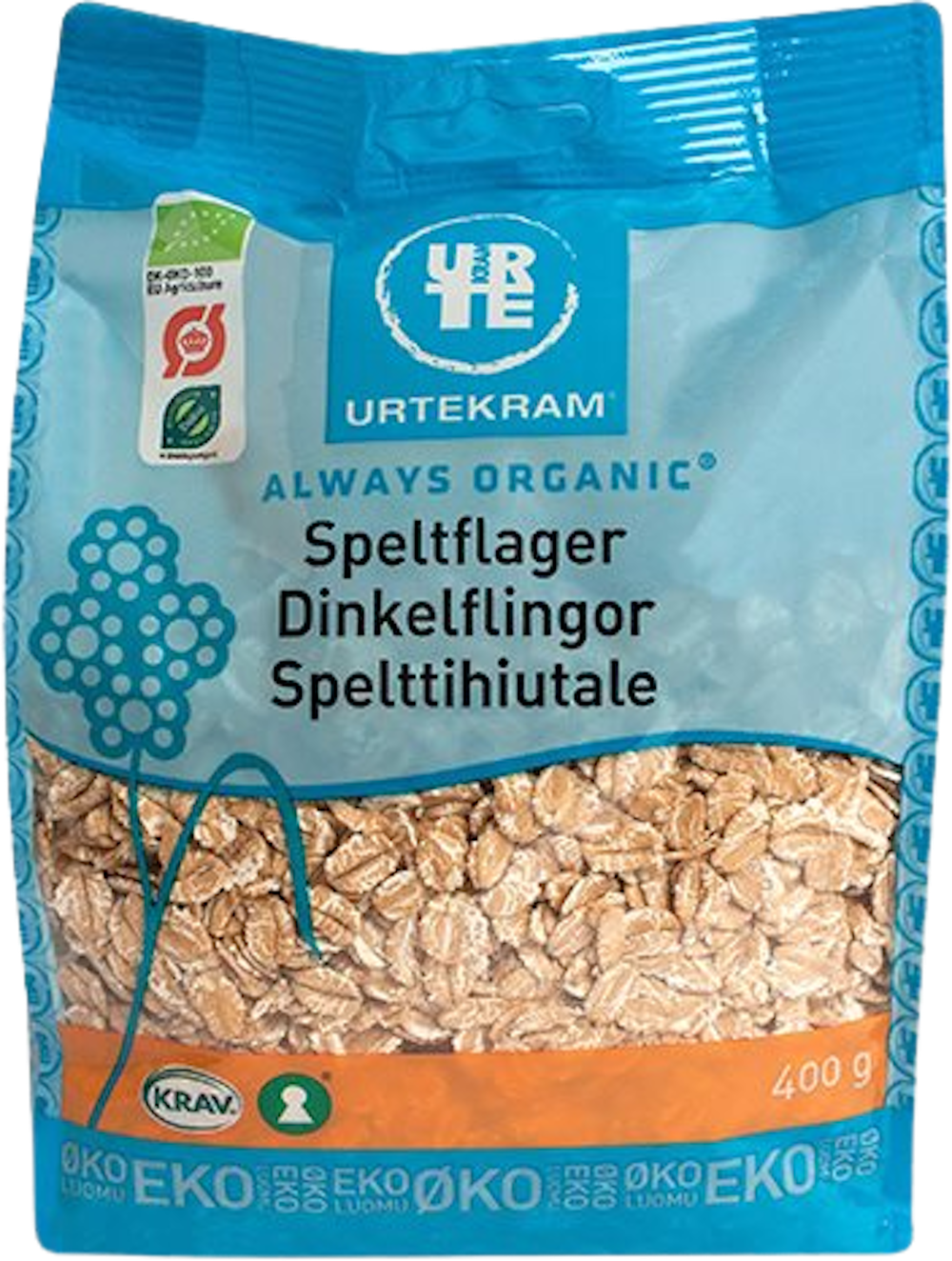 Tilbud på Spelt flager Øko (Urtekram) fra Helsam til 19,95 kr.