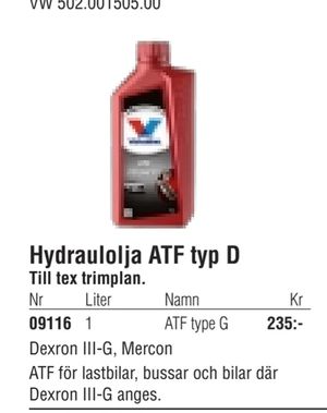 Hydraulolja ATF typ D