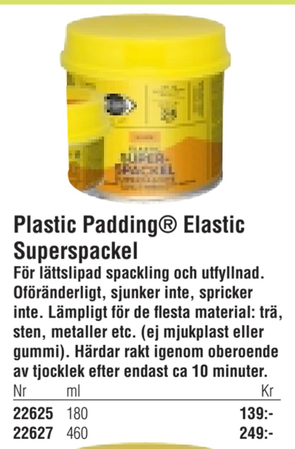 Erbjudanden på Plastic Padding® Elastic Superspackel från Erlandsons Brygga för 139 kr