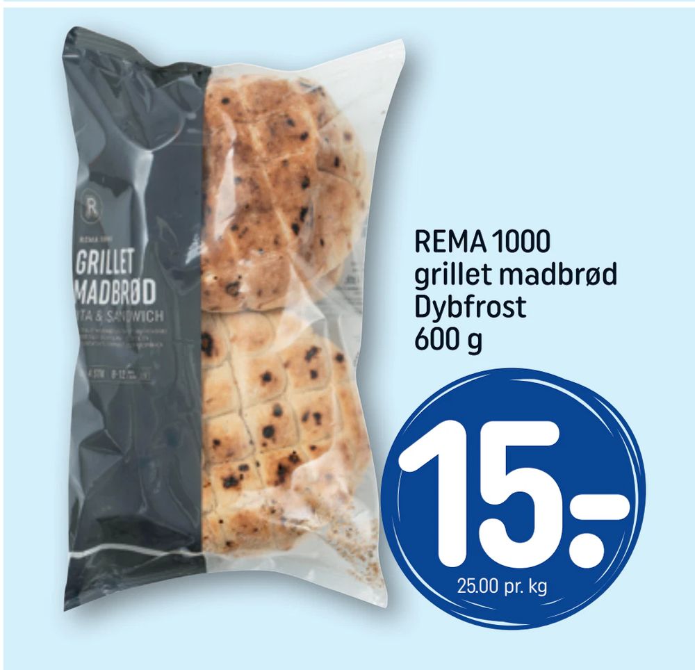 Tilbud på REMA 1000 grillet madbrød Dybfrost 600 g fra REMA 1000 til 15 kr.