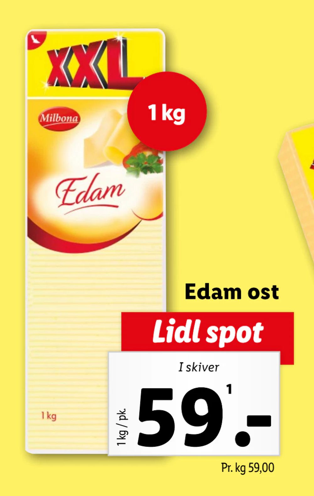 Tilbud på Edam ost fra Lidl til 59 kr.