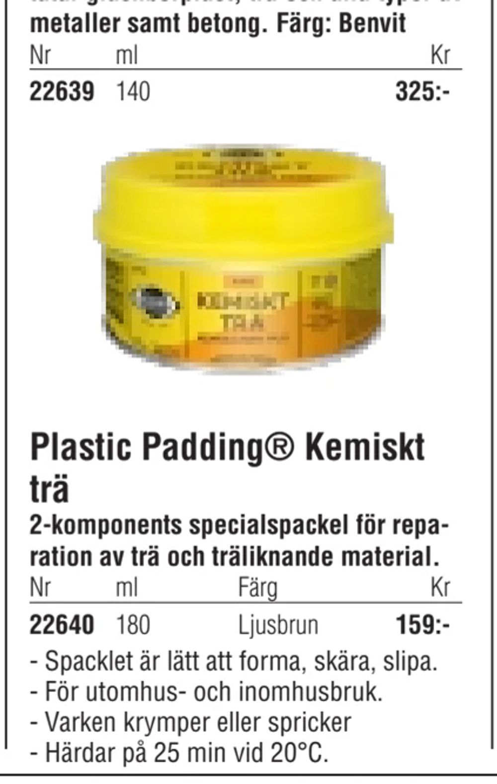 Erbjudanden på Plastic Padding® Kemiskt trä från Erlandsons Brygga för 159 kr