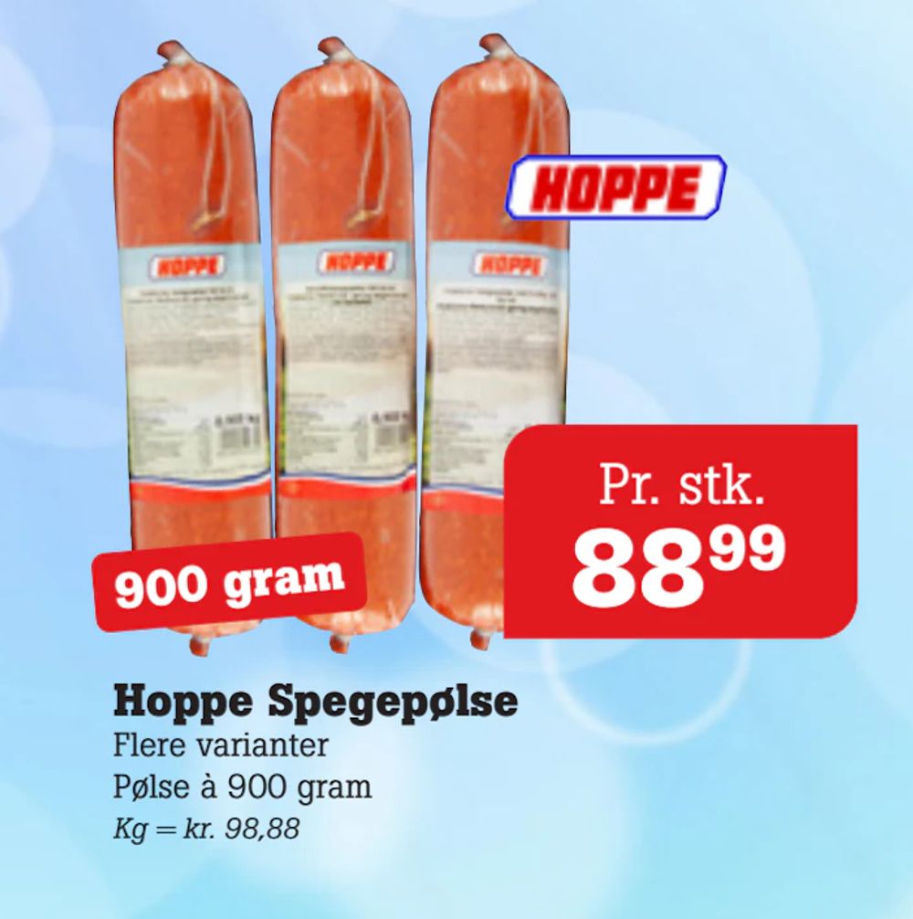 Tilbud på Hoppe Spegepølse fra Poetzsch Padborg til 88,99 kr.