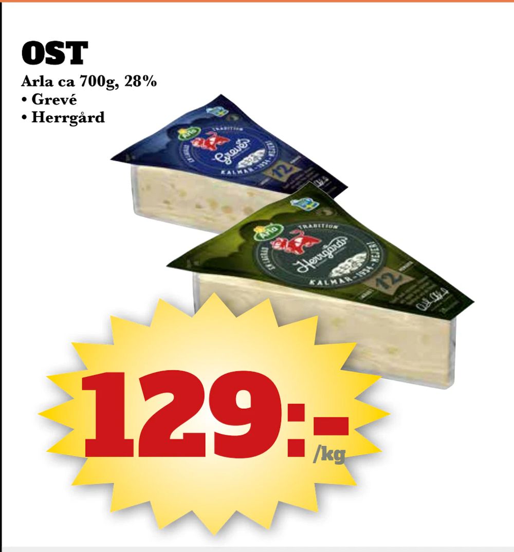 Erbjudanden på OST från Bonum matmarknad för 129 kr