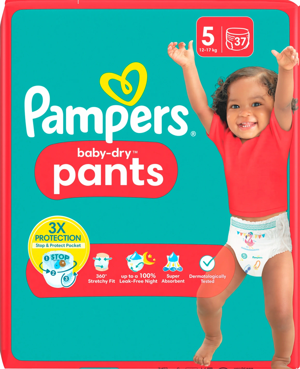 Erbjudanden på Byxblöjor Baby Dry Pants Strl 5 12-17kg 37-p (Pampers) från ICA Nära för 110 kr