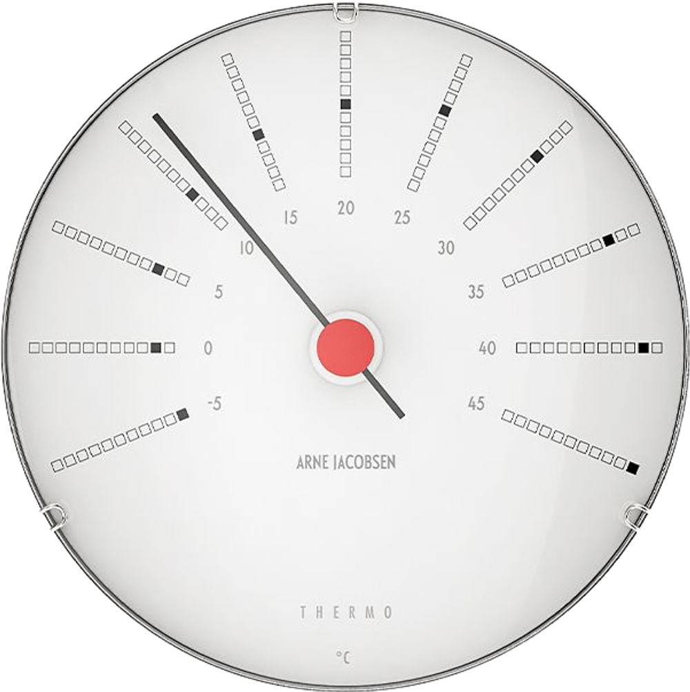 Tilbud på Arne Jacobsen Bankers termometer hvid/sort/rød Ø12 cm fra Kop & Kande til 749,96 kr.