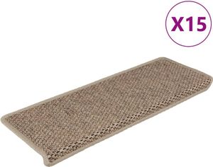 vidaXL Selvklebende trappematter sisal-utseende 15 stk 65x21x4 cm sand