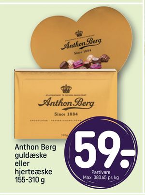 Anthon Berg guldæske eller hjerteæske 155-310 g