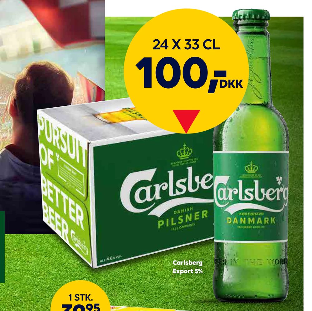 Tilbud på Carlsberg Export 5% fra BorderShop til 100 kr.