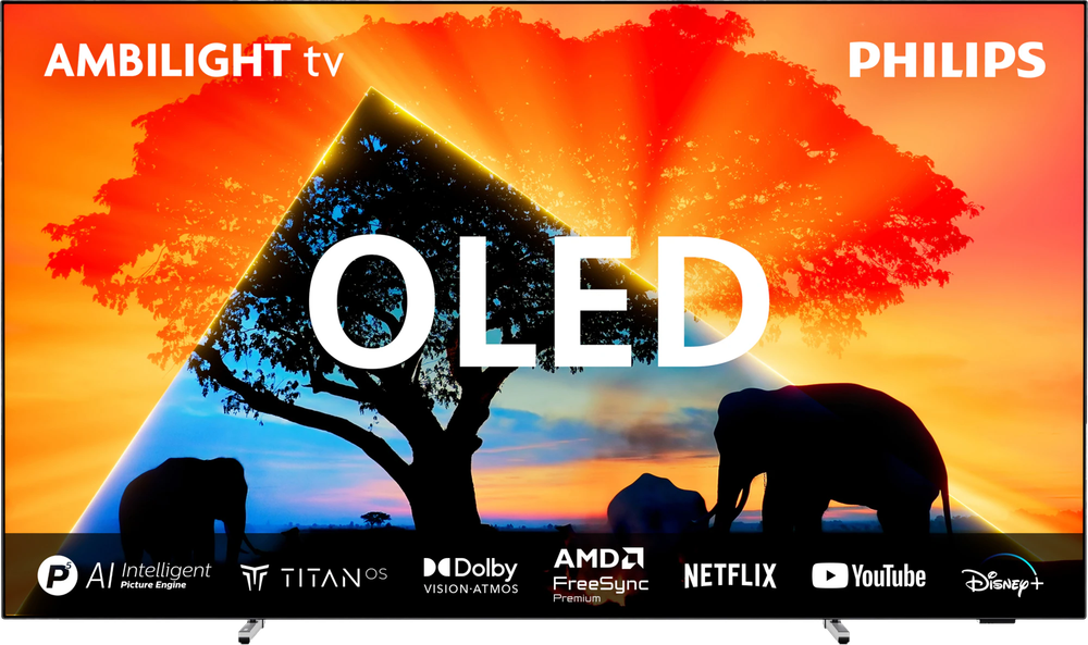 Tilbud på Philips 55" OLED759 4K OLED Ambilight TV (2024) fra Elgiganten til 8.990 kr.