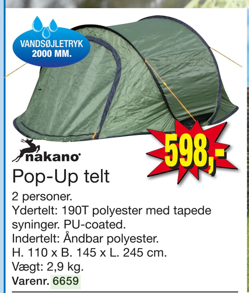 Tilbud på Pop-Up telt fra Harald Nyborg til 598 kr.