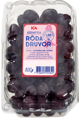 Röda kärnfria druvor i ask (ICA. Rosa Bandet. Spanien/Grekland)