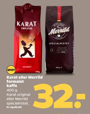 Karat eller Merrild formalet kaffe