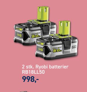 2 stk. Ryobi batterier RB18LL50
