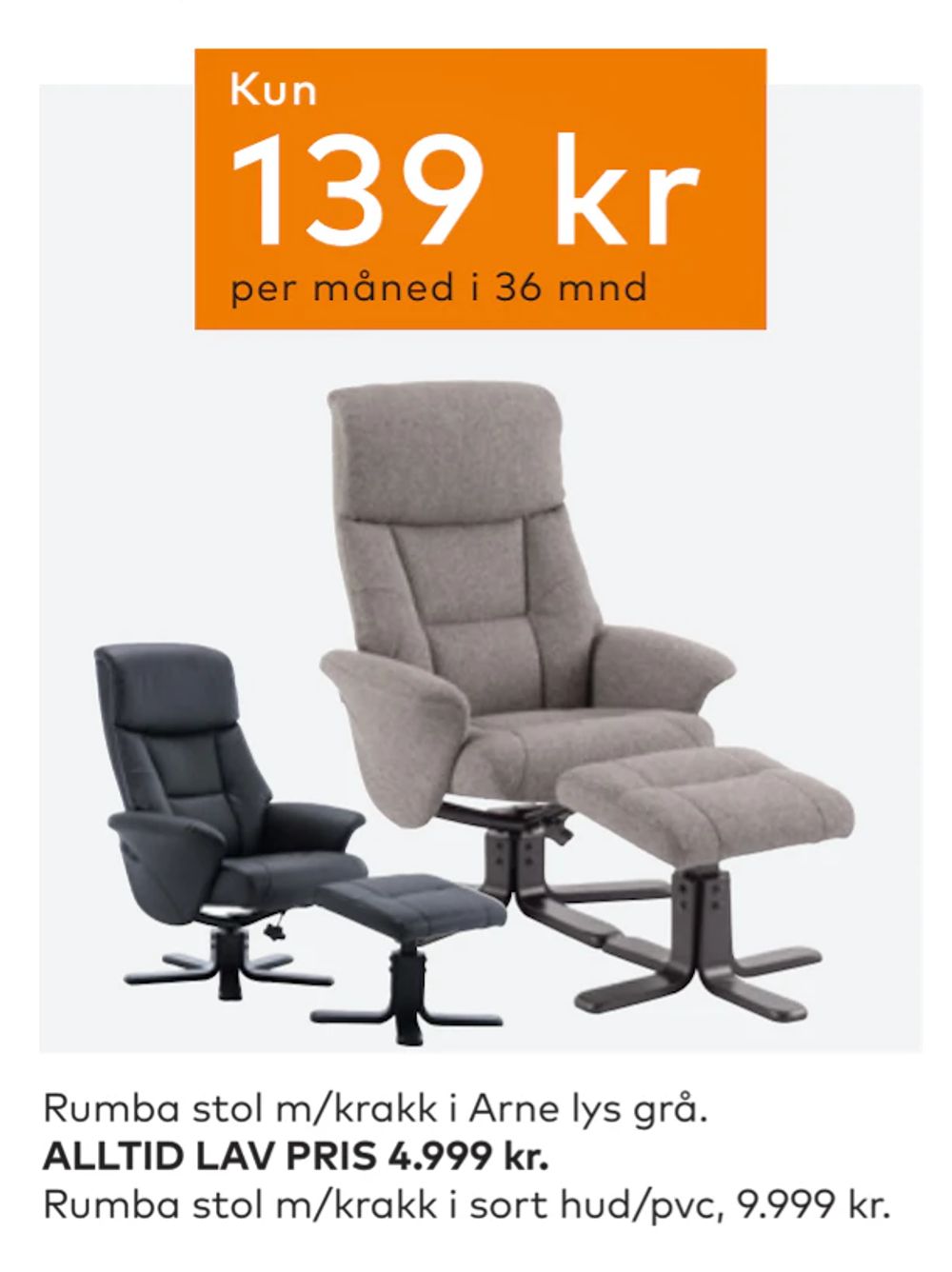 Tilbud på Rumba stol m/krakk fra Skeidar til 4 999 kr