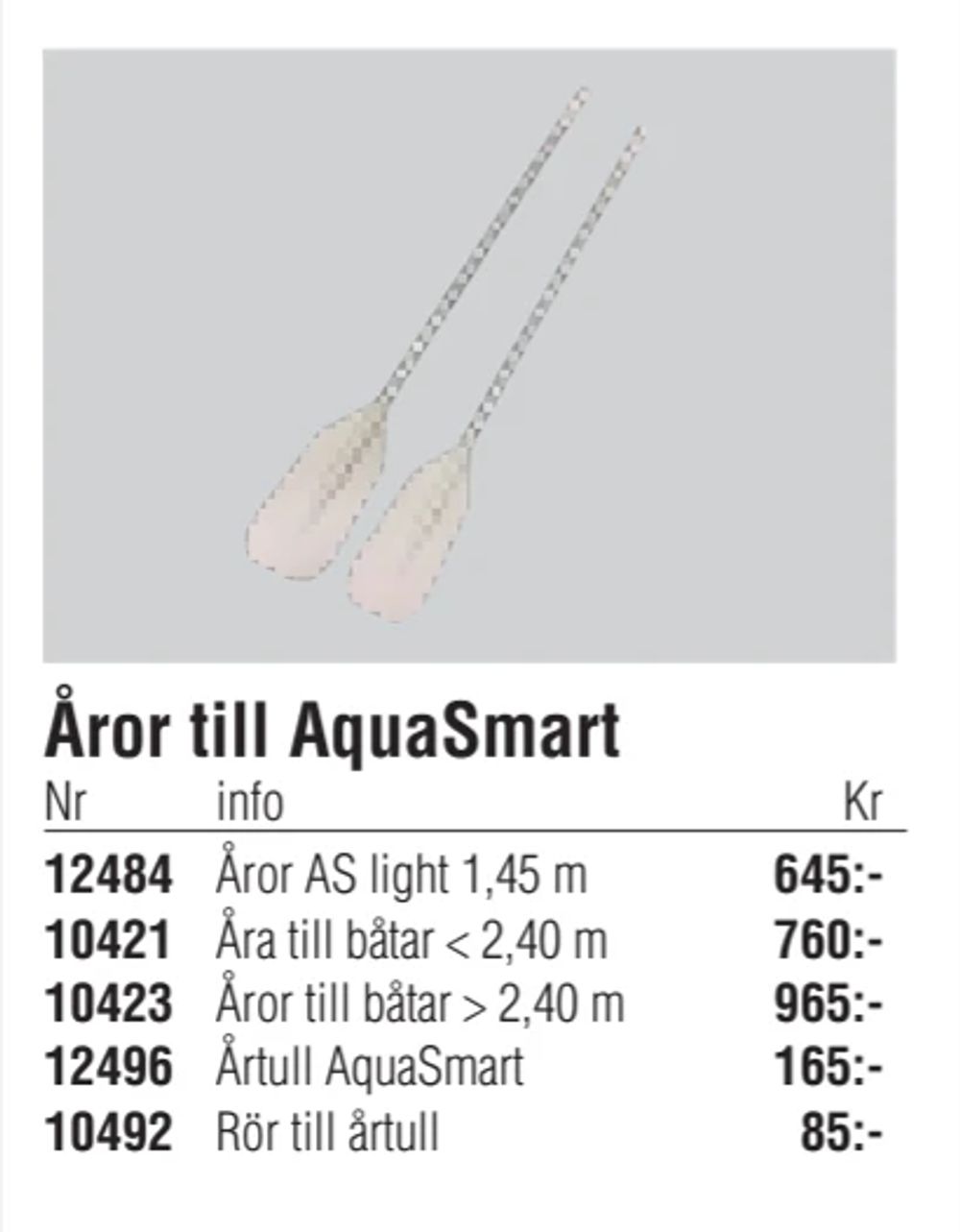 Erbjudanden på Åror till AquaSmart från Erlandsons Brygga för 85 kr