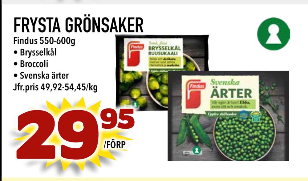 Erbjudanden på FRYSTA GRÖNSAKER från Bonum matmarknad för 29,95 kr