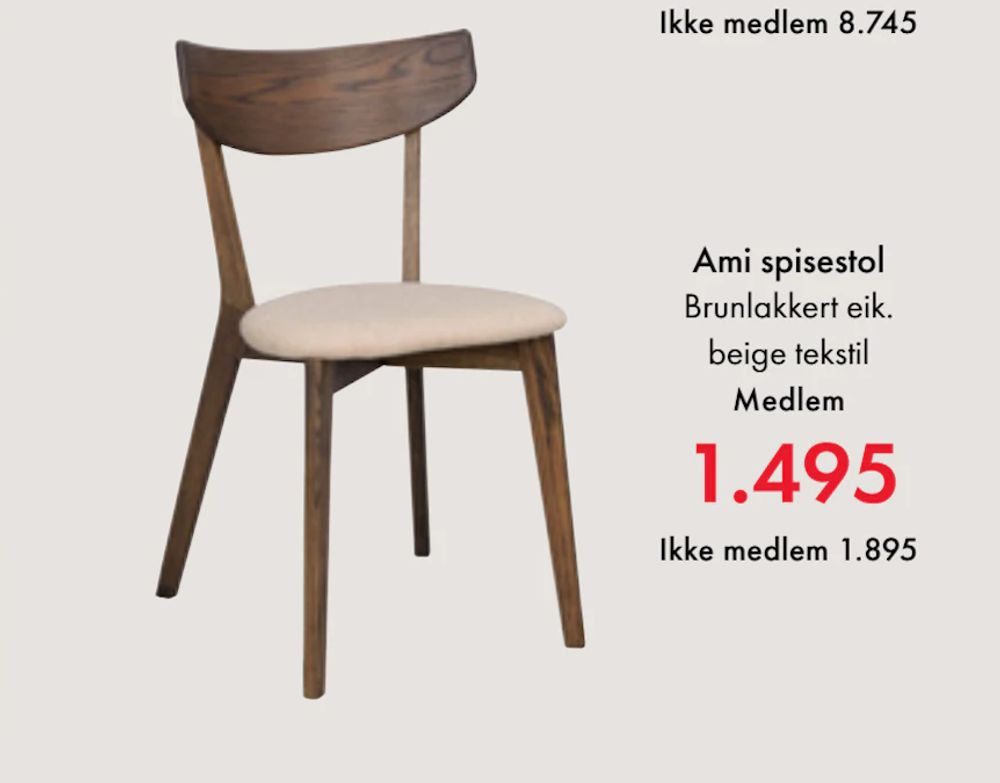 Tilbud på Ami spisestol fra Fagmøbler til 1 895 kr