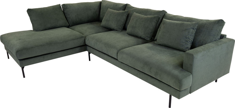 Tilbud på Belis 3 Pers Sofa M. Open End, Grøn Fløjl (Venstrevendt) 87 Cm 293 Cm fra My Home Møbler til 8.999 kr.