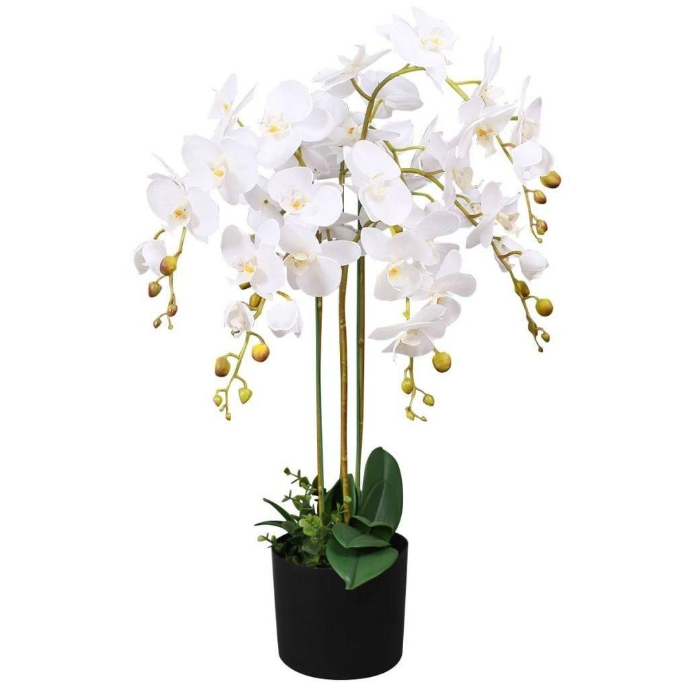Tilbud på Kunstig orkidéplante med potte 75 cm hvid fra Boligcenter.dk til 406 kr.