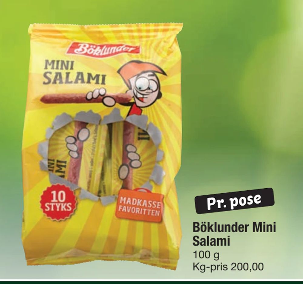 Tilbud på Böklunder Mini Salami fra fakta Tyskland til 20 kr.