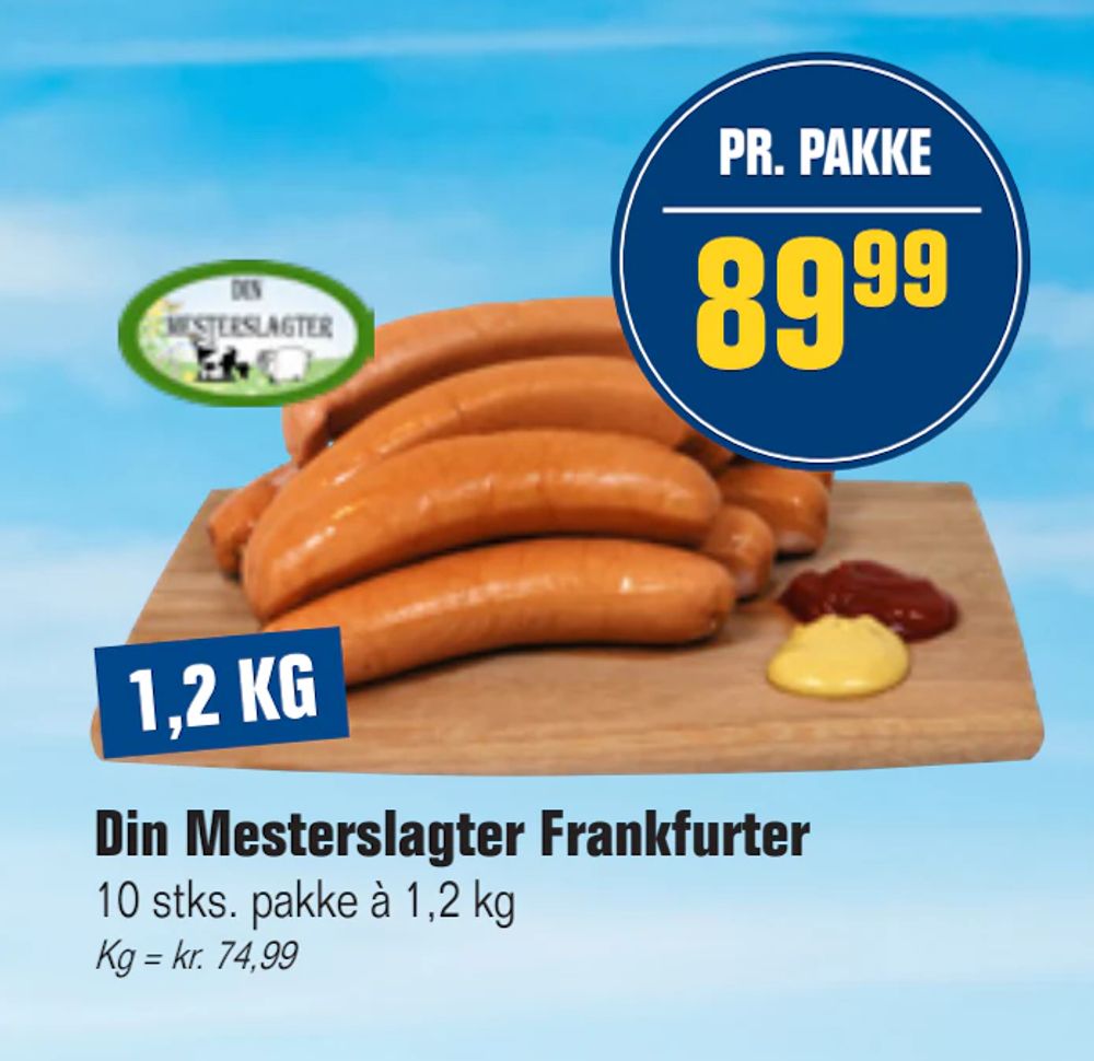 Tilbud på Din Mesterslagter Frankfurter fra Otto Duborg til 89,99 kr.