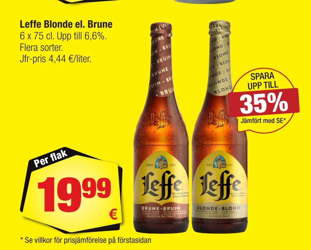 Erbjudanden på Leffe Blonde el. Brune från Calle för 19,99 €
