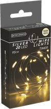 Sølvwire 20 LED Varm Hvid m.Timer